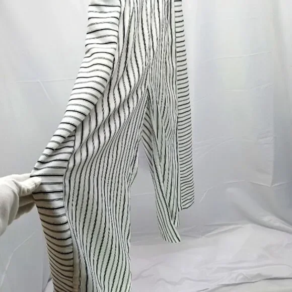 Doe & Rae Wide Leg Cropped Culotte Palazzo Striped Pants Black/White Womans Med - Picture 1 of 11